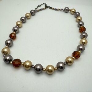 Premier Designs Jewelry Nutmeg Necklace 22" Glass Beads Retired